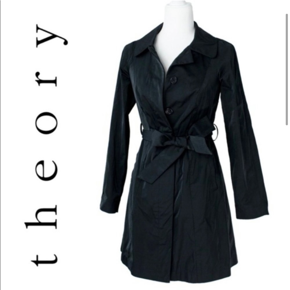 Theory Pretty Black Trench Coat SMALL